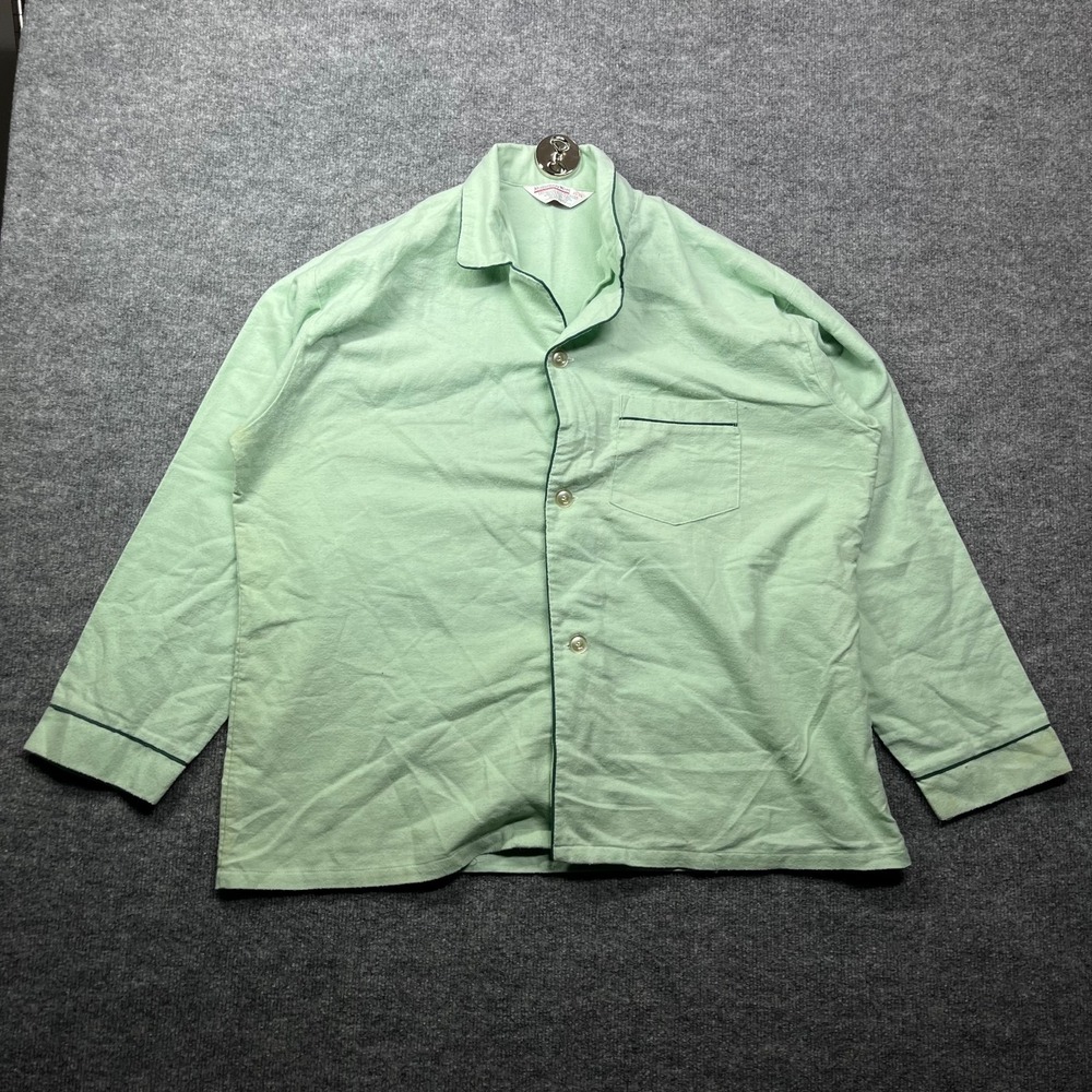 Vintage Montgomery Ward Sleep Shirt Men's XL Green Cotton Blend Lounge‎ USA Made